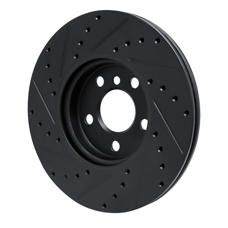Mini Cooper Brake Rotor (1) - Front Right - R1 Concepts - Drilled & Slotted - Black - `16-`24